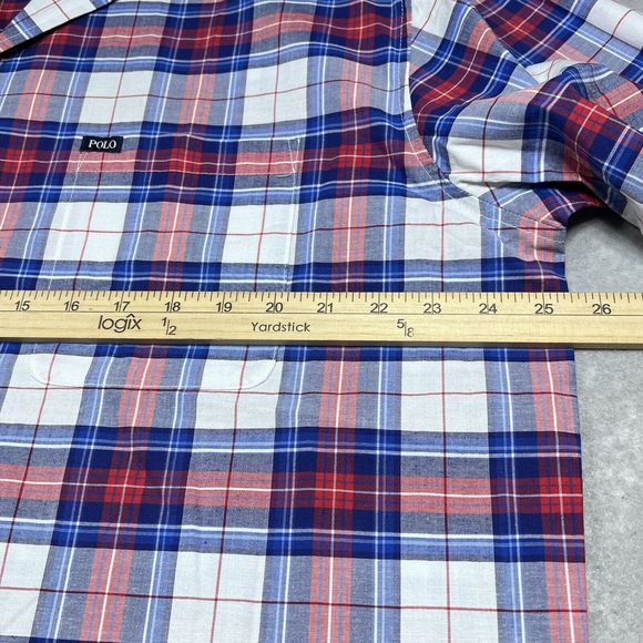 Polo Ralph Lauren Mens Size Large Plaid Pajama Shirt Top Short Sleeve Button Up - Picture 7 of 11